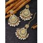 Aheli Stunning Indian Traditional Maang Tikka Earrings Set for Women Bollywood Ethnic Party Wear Fashion Jewelry for Women