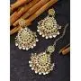 Aheli Stunning Indian Traditional Maang Tikka Earrings Set for Women Bollywood Ethnic Party Wear Fashion Jewelry for Women