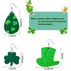 20 Pairs St Patricks Day Earrings Faux Leather Clover Earrings Lightweight Teardrop Earrings for Women