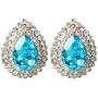 Navachi 18k Gold Plated Drop Double Row White Crystal Pear Zircon Stud Earrings