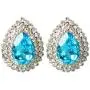 Navachi 18k Gold Plated Drop Double Row White Crystal Pear Zircon Stud Earrings