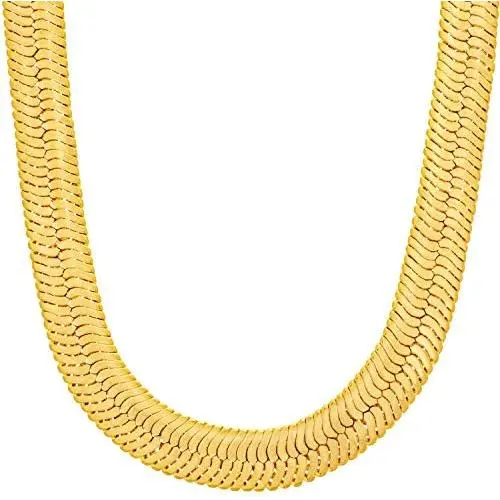 Lifetime Jewelry 9mm Flexible Herringbone Chain Necklace 24k Real Gold Plated Lifetime Jewelry 9mm Flexible Herringbone Chain Necklace 24k Real Gold Plated