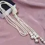 TULIP LY White Crystal Pendant Necklace Long Sweater Necklace Fashion Jewelry for Women Girls
