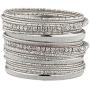 Lux Accessories Glitter Sparkle Mixed Metal Pave Crystal Textured Multiple Bangle Set