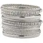 Lux Accessories Glitter Sparkle Mixed Metal Pave Crystal Textured Multiple Bangle Set
