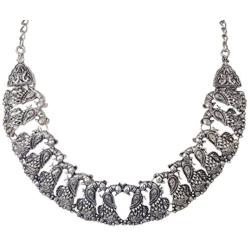 Sansar India Oxidized Silver Plated Peacock Choker Indian Necklace Jewelry for Girls and Women