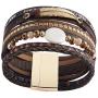 AZORA Leather Wrap Bracelet for Women Multi Strands Feather Cuff Bracelets with Magnetic Clasp Gift for Women Girls