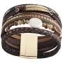 AZORA Leather Wrap Bracelet for Women Multi Strands Feather Cuff Bracelets with Magnetic Clasp Gift for Women Girls AZORA Leather Wrap Bracelet for Women Multi Strands Feather Cuff Bracelets with Magnetic Clasp Gift for Women Girls