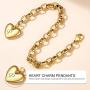 GoldChic Jewelry Personalized Stainless Steel 26 Initial Heart Charm Bracelet Adjustable for Women/Girls,Cable Link Letters Alphabet Mother Daughter Bracelets - (Other Charms Can be Added)