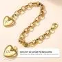 GoldChic Jewelry Personalized Stainless Steel 26 Initial Heart Charm Bracelet Adjustable for Women/Girls,Cable Link Letters Alphabet Mother Daughter Bracelets - (Other Charms Can be Added)