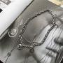 YERTTER 2 Tier Heavy Gothic Grunge Smile Pendant Necklace Statement Short Chain Punk Multilayer Steel Material Choker Necklace for Women