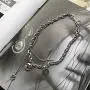 YERTTER 2 Tier Heavy Gothic Grunge Smile Pendant Necklace Statement Short Chain Punk Multilayer Steel Material Choker Necklace for Women