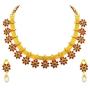 Aheli Bollywood Flower Shape Multicolor Colored Faux Stone Wedding Necklace Earrings Indian Fashion Jewelry Set for Women
