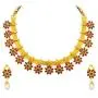 Aheli Bollywood Flower Shape Multicolor Colored Faux Stone Wedding Necklace Earrings Indian Fashion Jewelry Set for Women