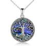 Tree of Life Necklace for Women Sterling Silver Family Tree Alabone Shell/Turquoise Pendant Necklace Celtic Knot Irish Jewelry Gifts for Girls