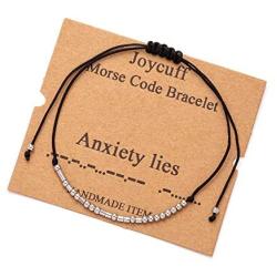 Joycuff Morse Code Bracelets for Women Funny Inspirational Jewelry Gifts for Her Mom Daughter Sister Best Friend Adjustable Silk Beaded Wrap Bracelet