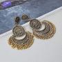 Amvie Antique Bohemian Earrings for Women Ethnic Brocade Mexico Gypsy Engraved Lotus Hook Dangle Earrings for Girls
