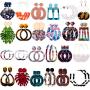 Duufin 24 Pairs Mottled Acrylic Earrings Resin Drop Dangle Earring Hoop Statement Earrings Polygonal Bohemian Fashion Jewelry Earrings for Women Girls
