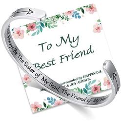 NEWNOVE Bracelets for Women Hidden Message Mantra Cuff Bangle for Friends BFF Gifts for Best Friends Women