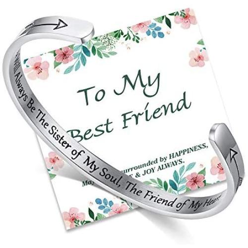 NEWNOVE Bracelets for Women Hidden Message Mantra Cuff Bangle for Friends BFF Gifts for Best Friends Women