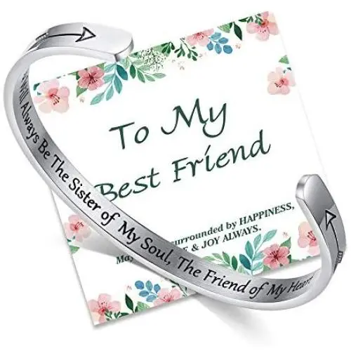 NEWNOVE Bracelets for Women Hidden Message Mantra Cuff Bangle for Friends BFF Gifts for Best Friends Women