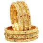 Ratna Creation SANARA Indian Bollywood Ethnic Gold Tone Crystal Stone 6 pc Bangle Bracelet Set Traditional Bangle Set Wedding Costume Jewelry