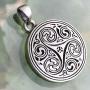 Celtic Pagan Wiccan Jewelry Merlin Morgana Wicca Witchcraft Magic Trinity Triskele Triquetra Triskelion Pewter Mens Womens Pendant Necklace Charm Protection Amulet for Men Women w Silver Ball Chain