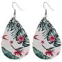 12 Pairs Large African Flamingo Leather Dangle Earring Teardrop Lightweight Leaf Pattern Leather Earrings Handmade Bohemian Exquisite Pendant Earrings for Women Girls