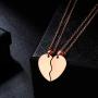Broken Heart Necklace Women Men 316L Stainless Steel Best Friend BFF Foever Pendant 18k Gold/Rose Gold Plated Two Half Hearts Pendants Lover Couples Jewelry SP0034