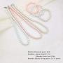 JSEA 8mm Faux Pearl Necklace Elastic Bracelet Jewelry Set Beige White Pink Fake Pearl Jewelry