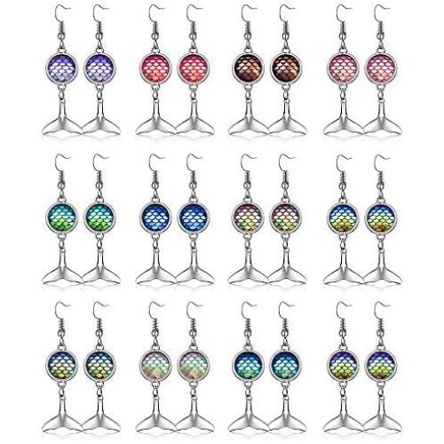 Resin Earrings Mermaid Tails Earrings Scale Drop Dangle Earrings Jewelry Earrings Set for Women Girls Birthday Wedding Party