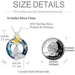 Sterling Silver Butterfly Pendant Neacklace with Crystal from Swarovski, Butterfly Jewelry Gift for Her