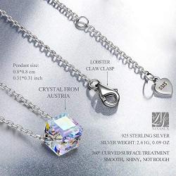 NINASUN Mothers Day Cube Square Crystal Necklace With 925 Sterling Silver Chain＆Crystal from Austria Pendant Necklace for Women Girls