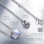 NINASUN Mothers Day Cube Square Crystal Necklace With 925 Sterling Silver Chain＆Crystal from Austria Pendant Necklace for Women Girls