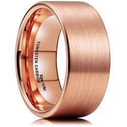 King Will Loop Tungsten Carbide Wedding Ring 7mm/8mm Rose Gold/Gold Line Grooved Flat/Dome Style