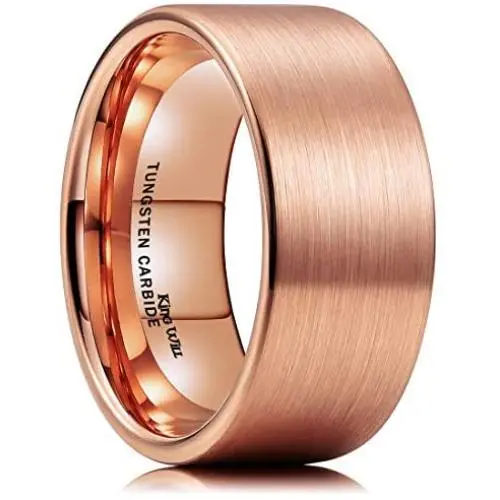 King Will Loop Tungsten Carbide Wedding Ring 7mm/8mm Rose Gold/Gold Line Grooved Flat/Dome Style King Will Loop Tungsten Carbide Wedding Ring 7mm/8mm Rose Gold/Gold Line Grooved Flat/Dome Style