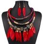 XY Fancy Feather Pendant Multi Layers Tribal Bib Necklace Statement Earring Jewelry Set XY Fancy Feather Pendant Multi Layers Tribal Bib Necklace Statement Earring Jewelry Set
