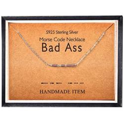 Morse Code Necklace Sterling Silver Beads on Silk Cord Inspirational Birthday Gift for Women Girls