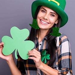 St Patricks Day Earrings Leather Earrings for Women Clover Green Hat Leather Earrings Lightweight Shamrock Dangle Earrings 16 Pairs