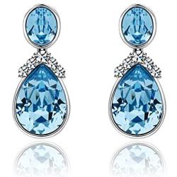 Swarovski Crystal Teardrop Dangle Earrings for Women 14K Gold Plated Hypoallergenic Drop Stud Earrings