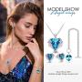 CDE Angel Wing Jewelry Set 4 Pieces Heart Pendant Necklace Stud Earrings and Bracelets Christmas Jewelry Gifts for Women
