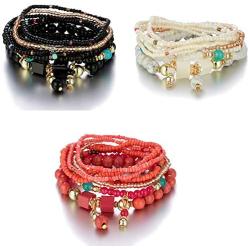 Fuqimanman2020 3 Pcs Bohemian Stackable Bead Bracelets Set Multilayered Stretch Beaded Bracelets Boho Bangles Multicolor Bracelet for Women Girls Jewelry