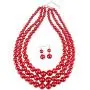 Womens Simulated Pearl Resin Three Multi-Strand Statement Necklace and Earrings Set Womens Simulated Pearl Resin Three Multi-Strand Statement Necklace and Earrings Set