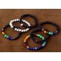 Black Lava Stone 7 Chakra Bracelets 6pcs mix 8mm Yinyang Rock Bead Elastic Natural Stones Gemstones Oil Diffuser Yoga Menditation Beads Bracelets for Men Women Girls Jewelry (6pcs Lava Stone Bracelet)