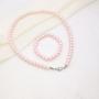 JSEA 8mm Faux Pearl Necklace Elastic Bracelet Jewelry Set Beige White Pink Fake Pearl Jewelry