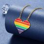 beautlace Customized LGBT Necklaces 18K Gold Plated Rainbow Love Heart Triangle Pendant Gay Lesbian Pride Jewelry for Men and Women