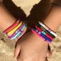 BOMAIL 12 Pcs Heishi Surfer Bracelets African Vinyl Disc 6mm Beads Polymer Clay Rainbow Bracelet Elastic Rope Bracelet Set Summer Beach Jewelry for Women Girls