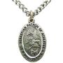 Saint Sebastian Pewter Medal 3/4 Inch Long with Stainless Steel Chain Boxed