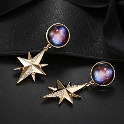 Winssi Multilayer Gold Planet Necklace Star Necklace for Women Galaxy Planet Earrings Universe Jewelry Gift