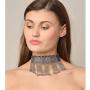 Zephyrr Necklace Boho Tribal Style Oxidized Silver Pendant Trendy Tassel Choker For Girls and Women